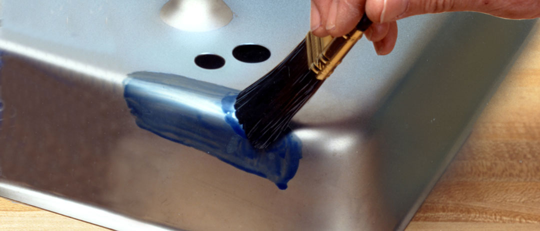 Nicrobraz® Blue Stop-Off™ brushed onto surface part